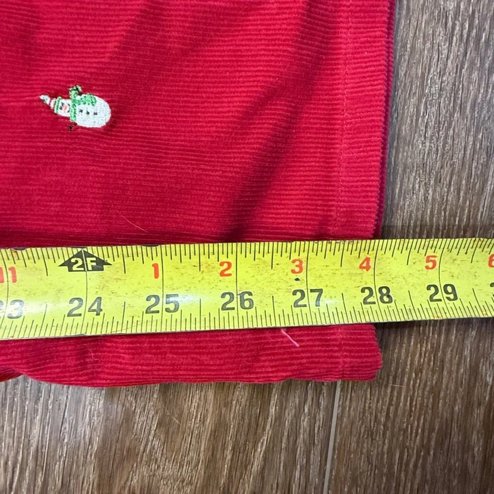 Lands End Girls Snowman Embroidered Red Corduroy Pants NWT Size 14 Holiday